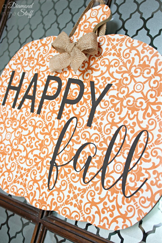 Decoupaged Pumpkin Door Hanger | A Diamond in the Stuff
