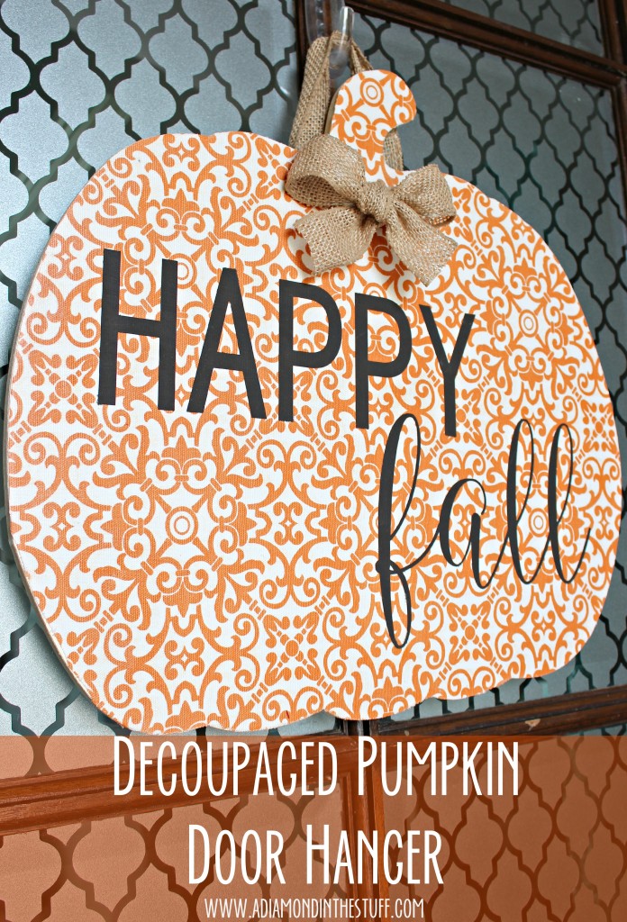 Decoupaged Pumpkin Door Hanger | A Diamond in the Stuff