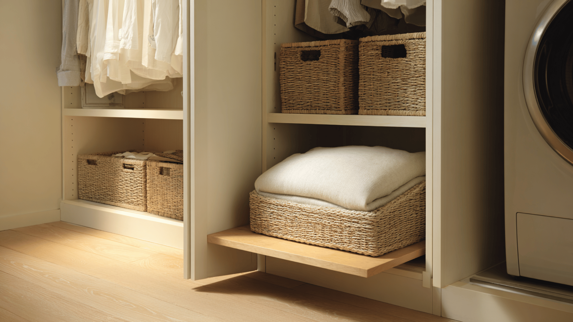 add a built in laundry hamper