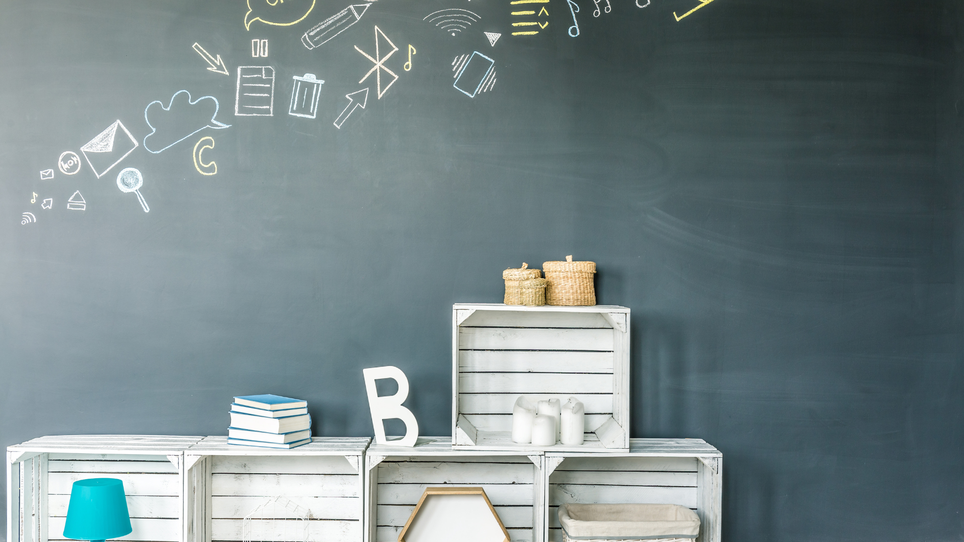 add a chalkboard or whiteboard wall