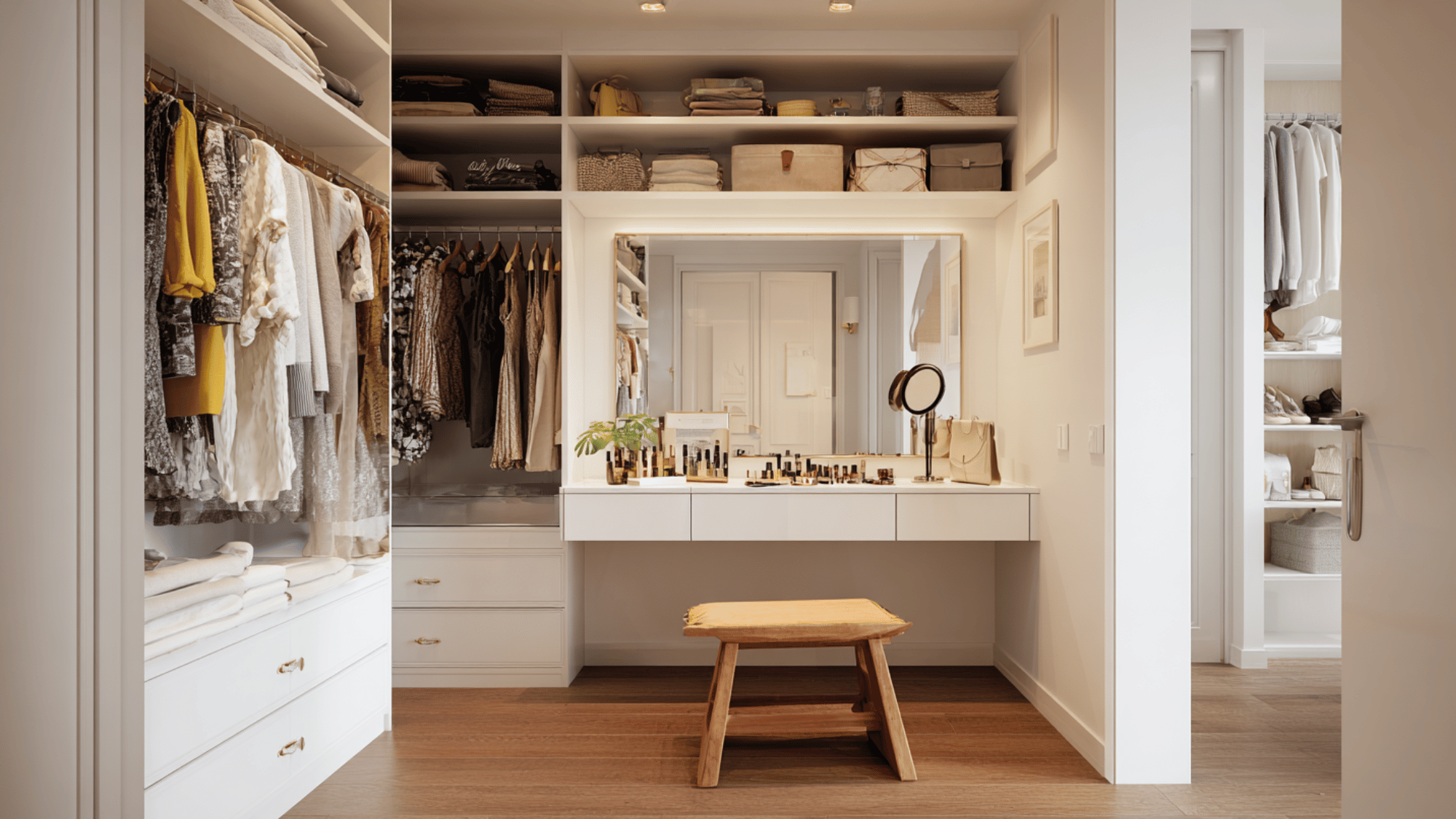 add a vanity corner inside the closet