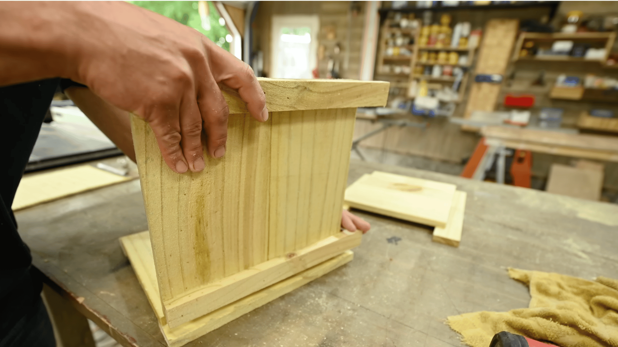 attach legs and build the box frame