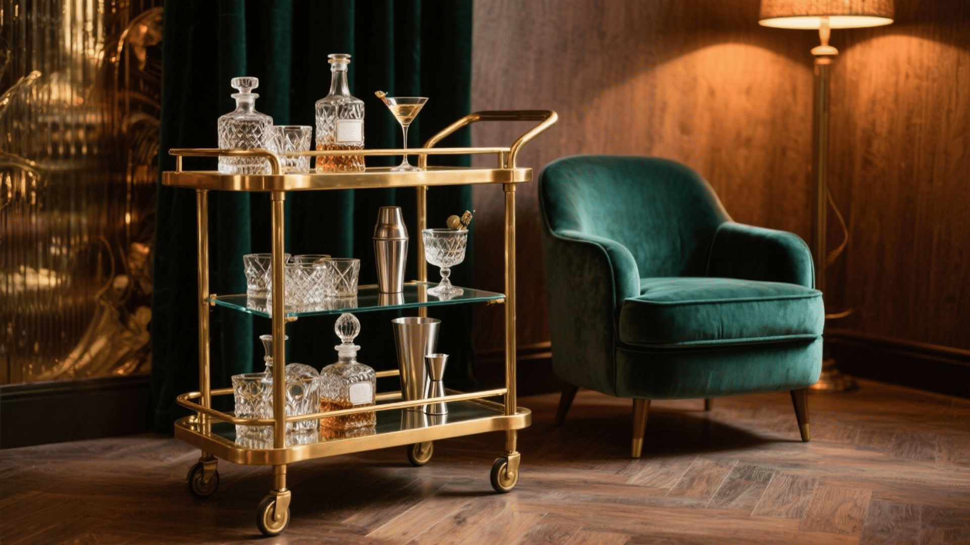 brass bar cart styling