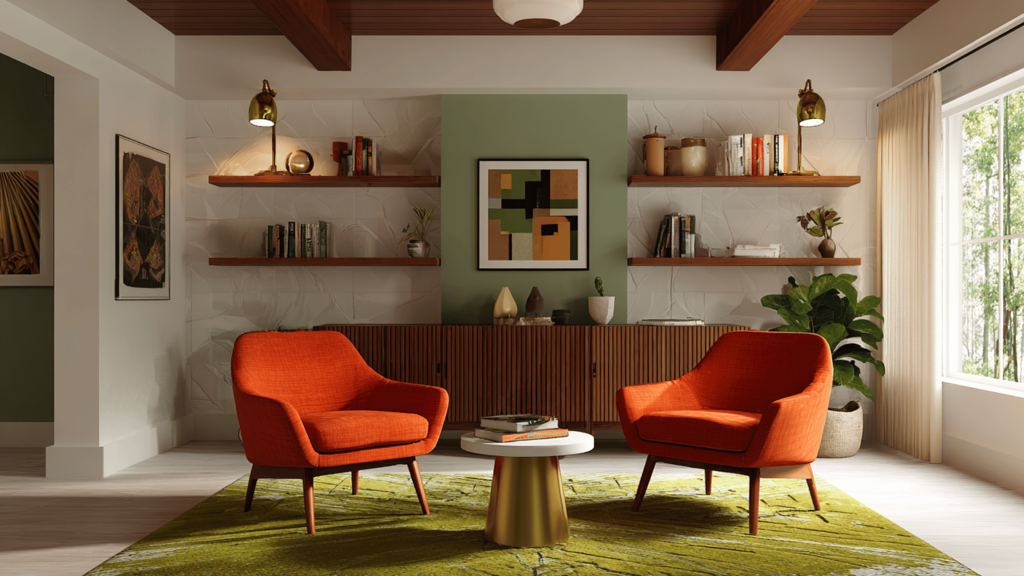 burnt orange and olive green