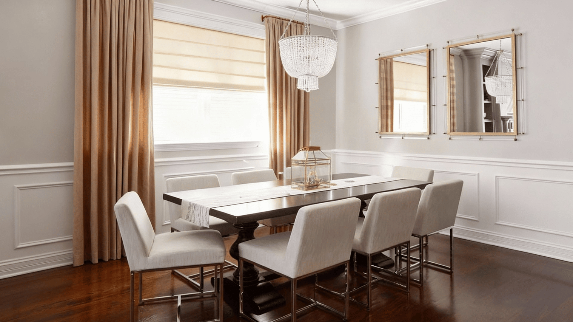 cascade roman shades in dining room