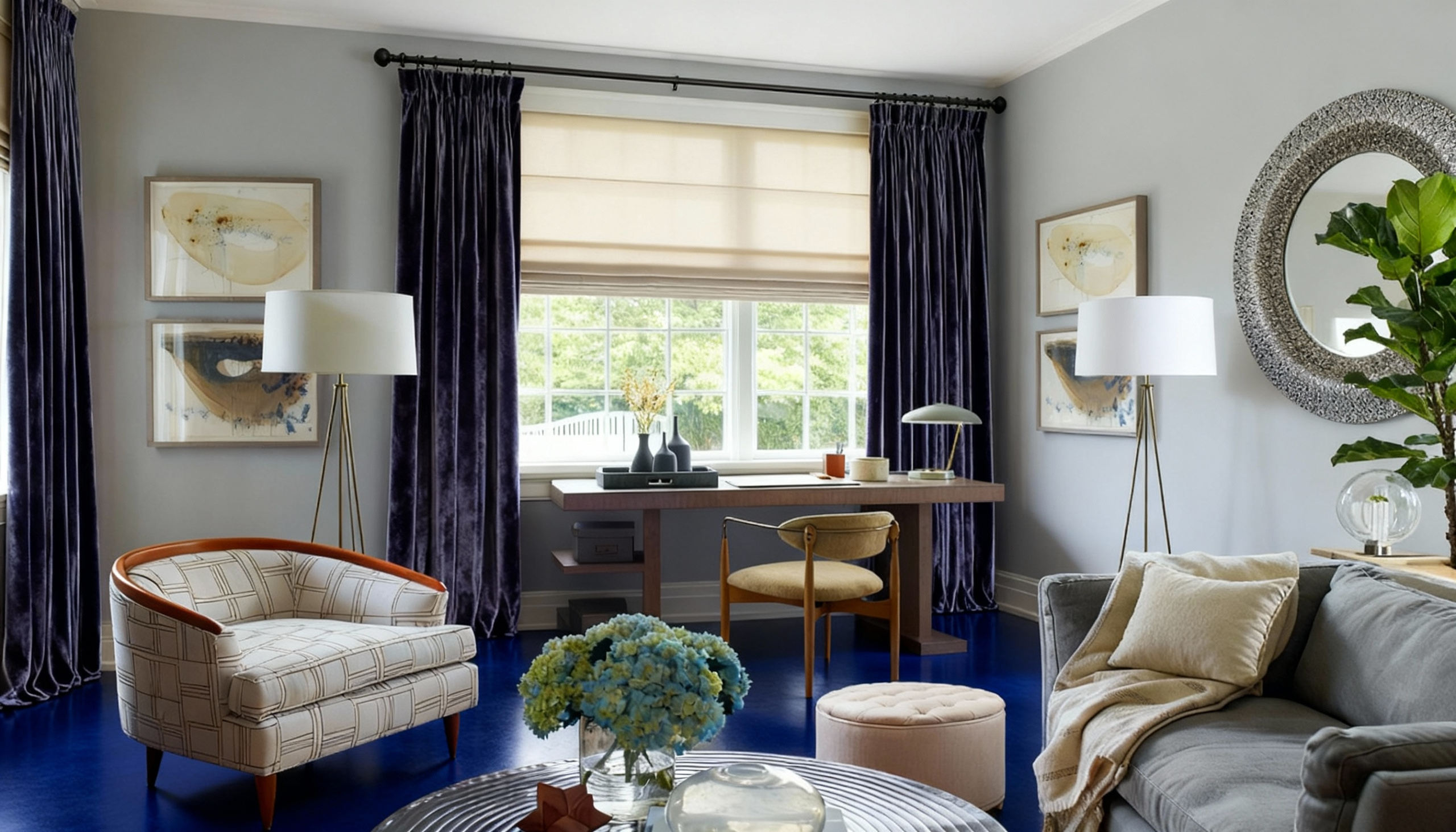 cascade roman shades in living room