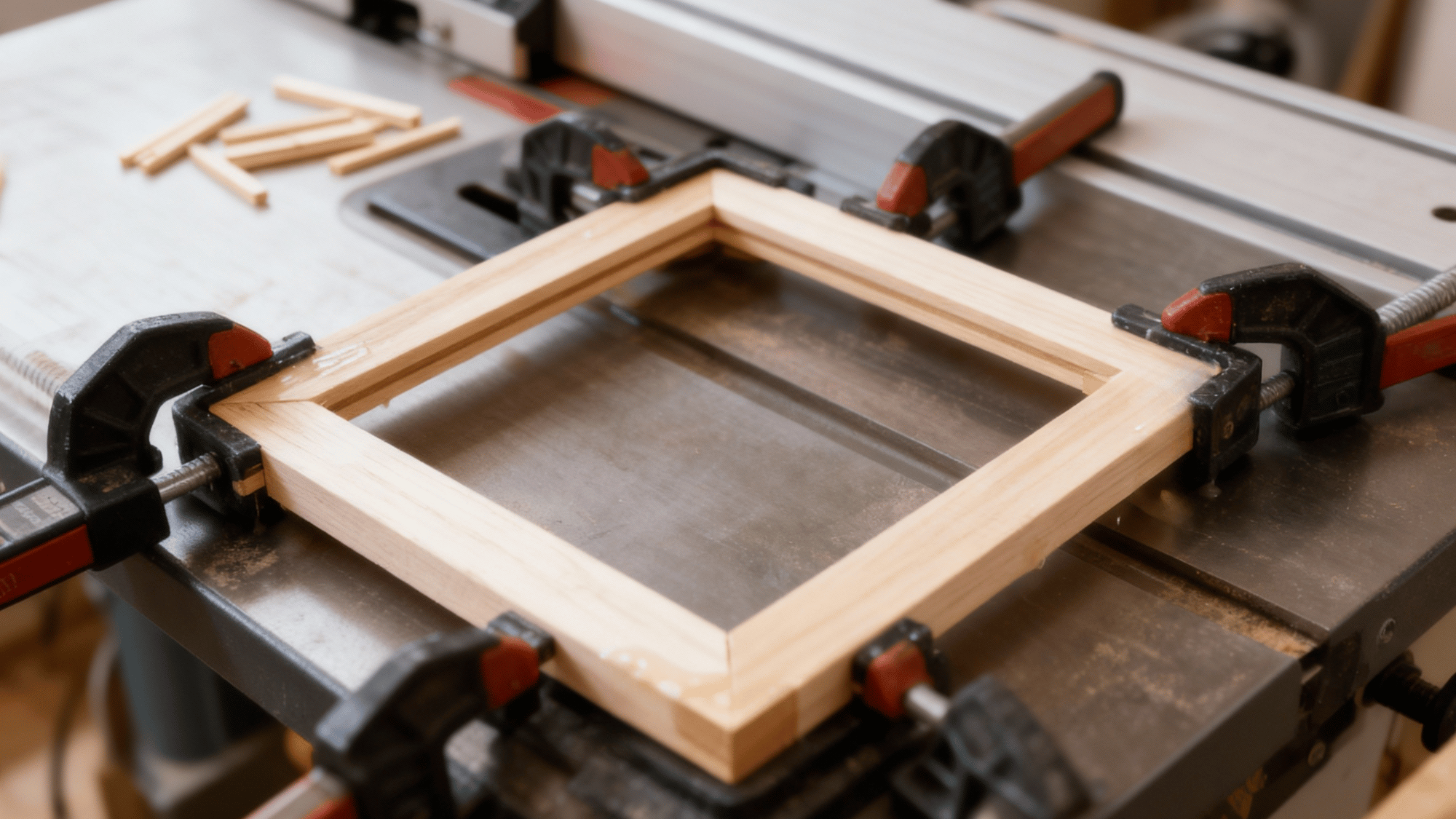 clamp frame and reinforce corners