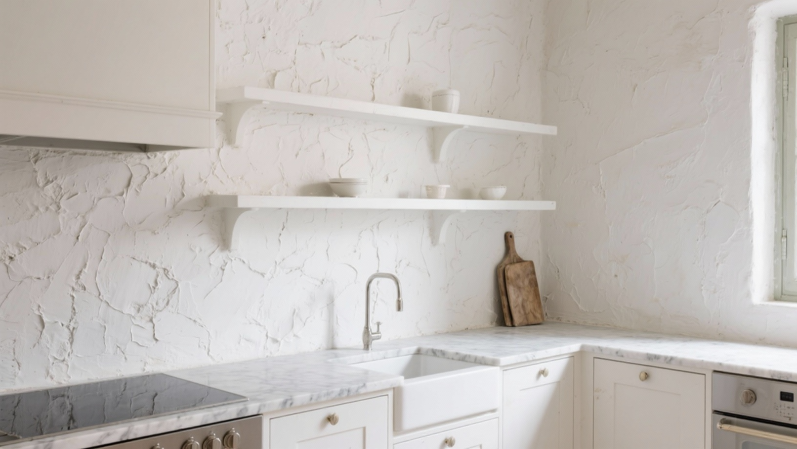 concrete or plaster walls