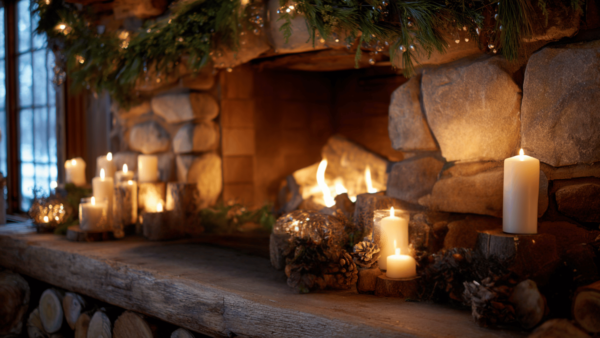 create a cozy fireplace display