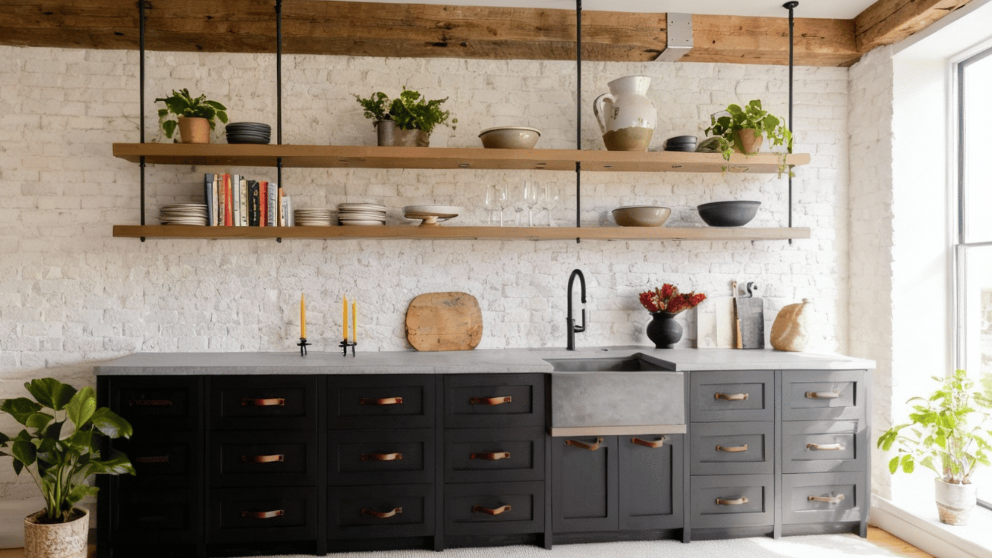 decorative open shelving