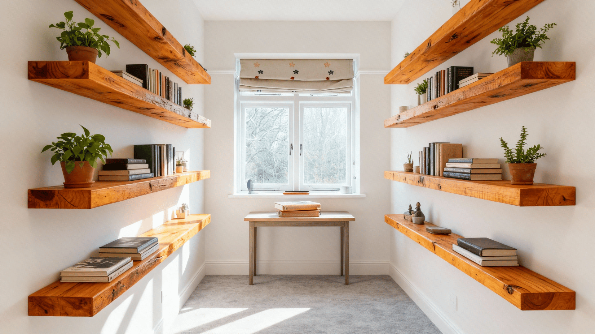 floating wooden shelves display