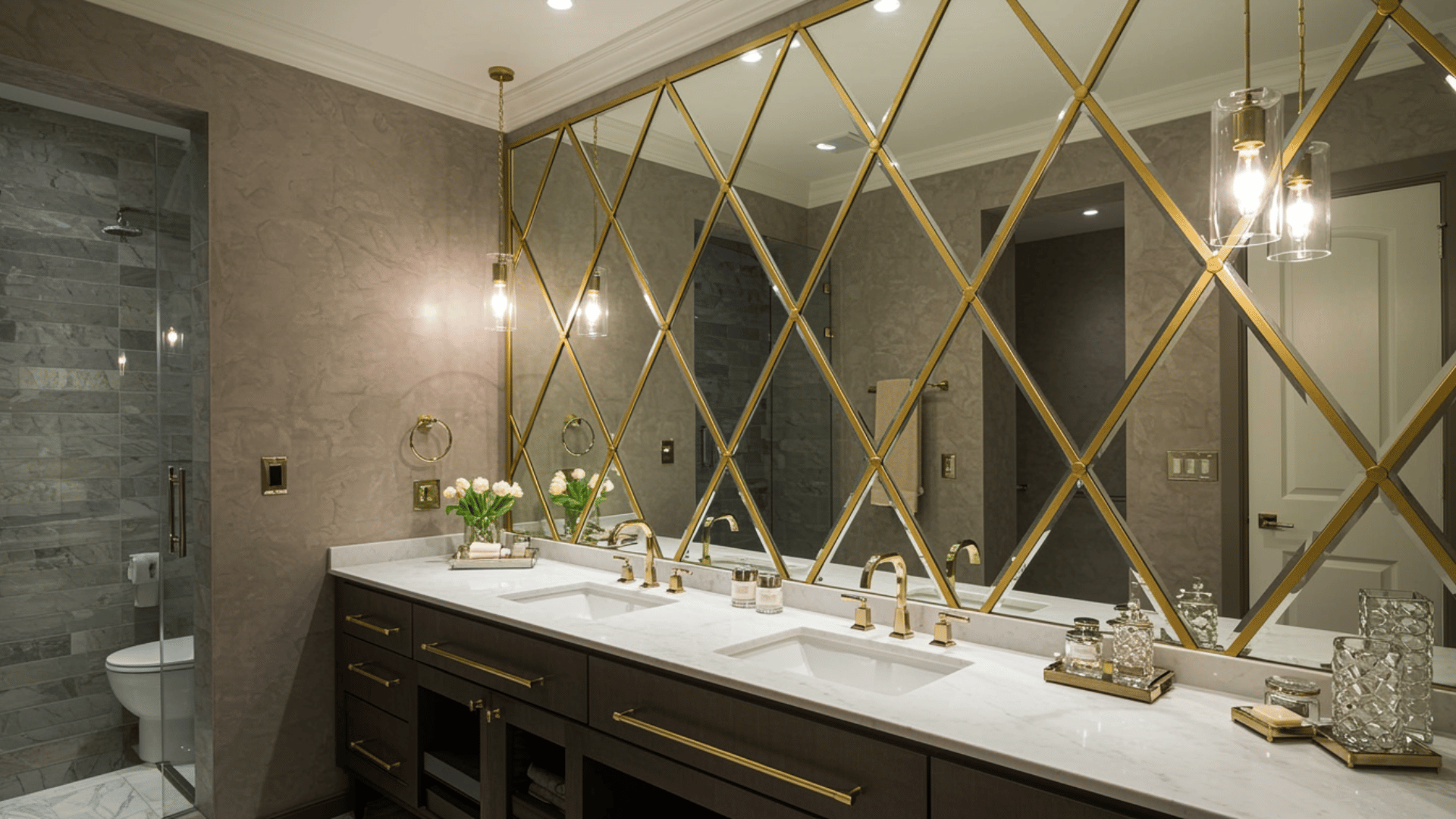 geometric mirror wall