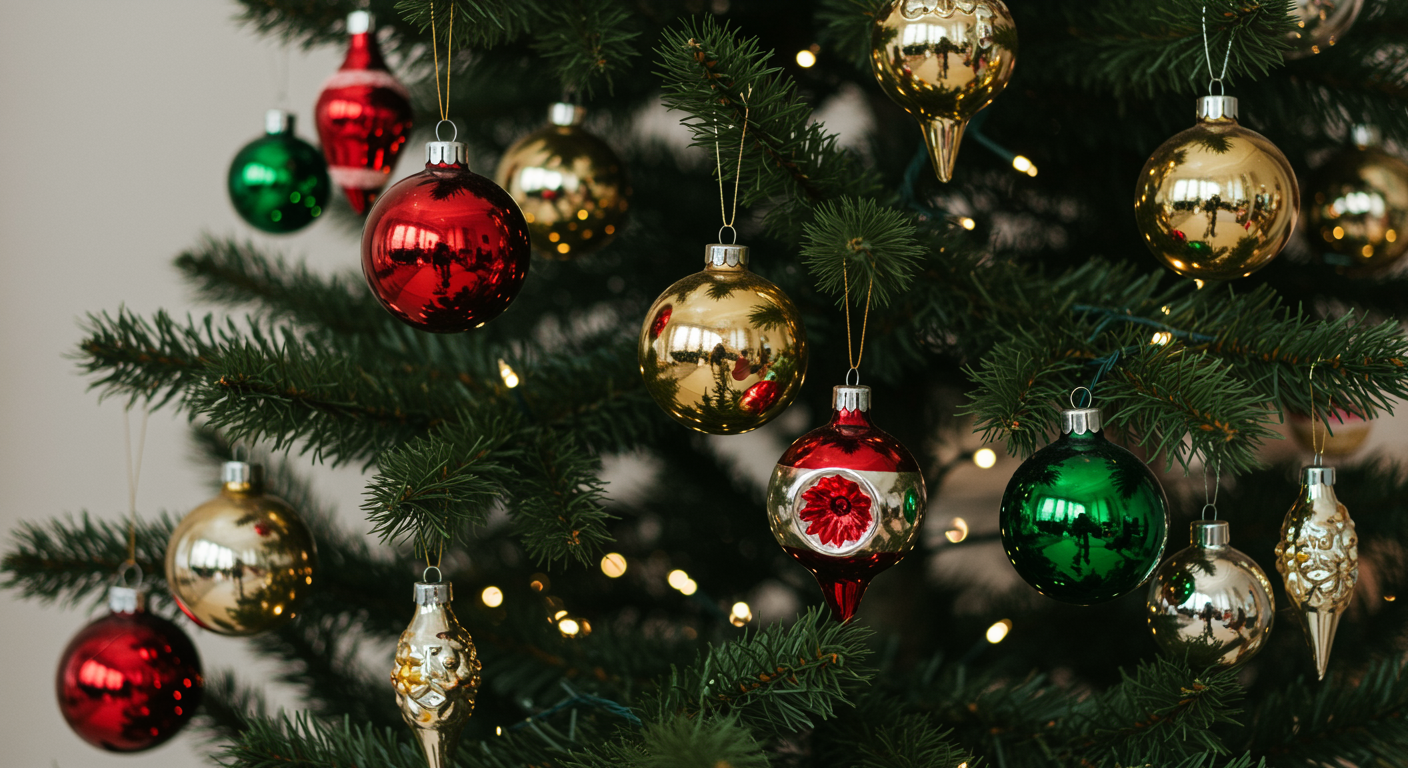 glass ball ornaments in classic colors