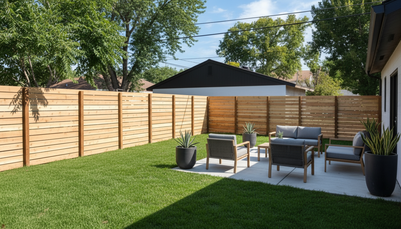 horizontal slat fence