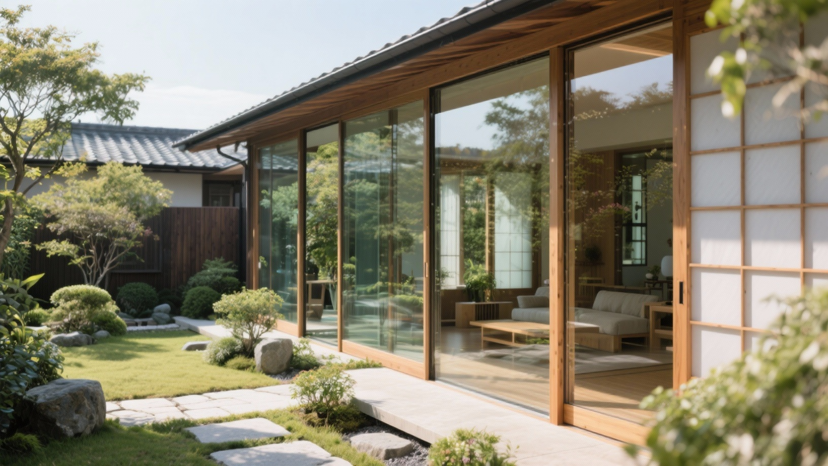 large glass walls and windows