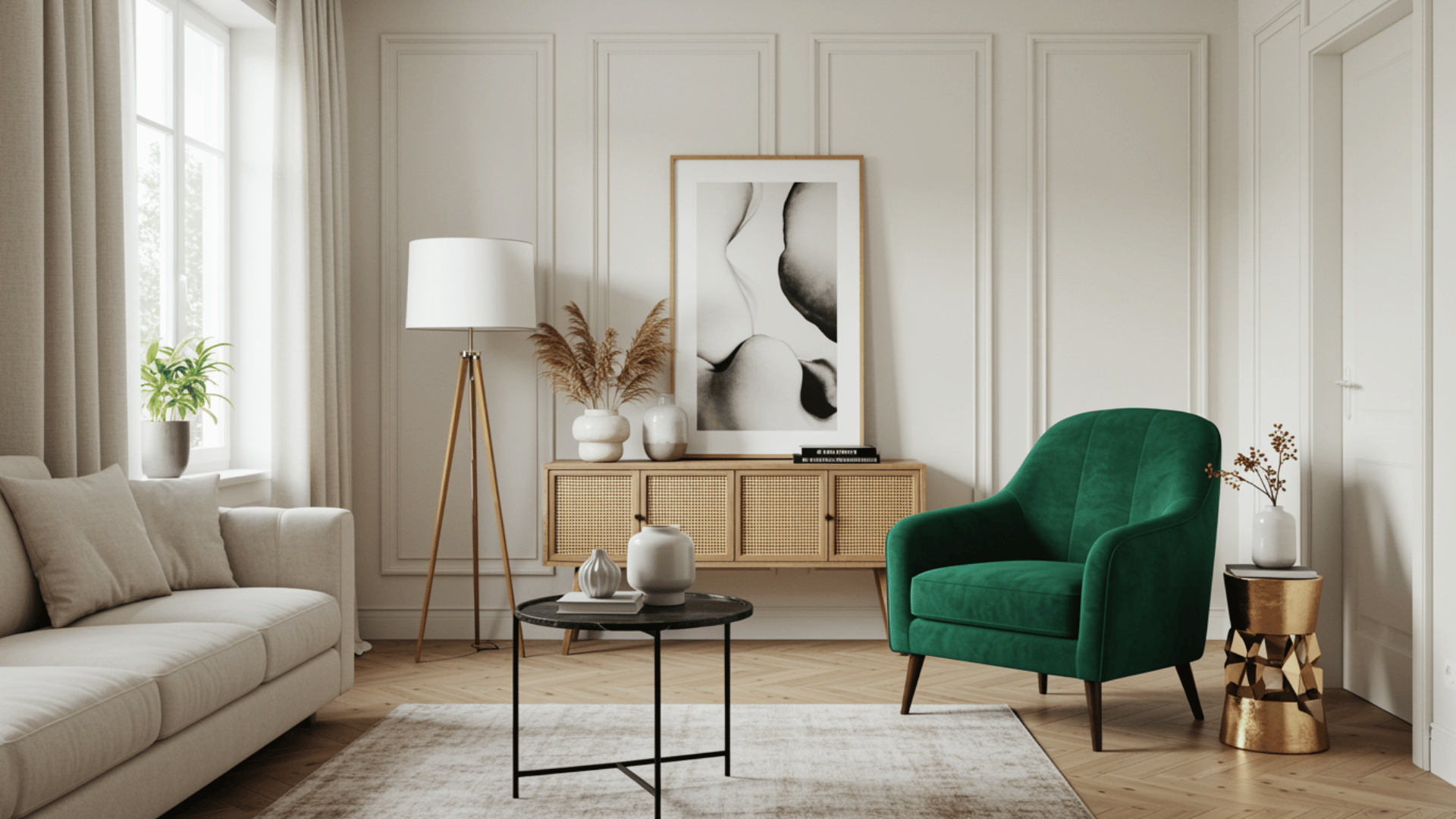 neutral nook with pop