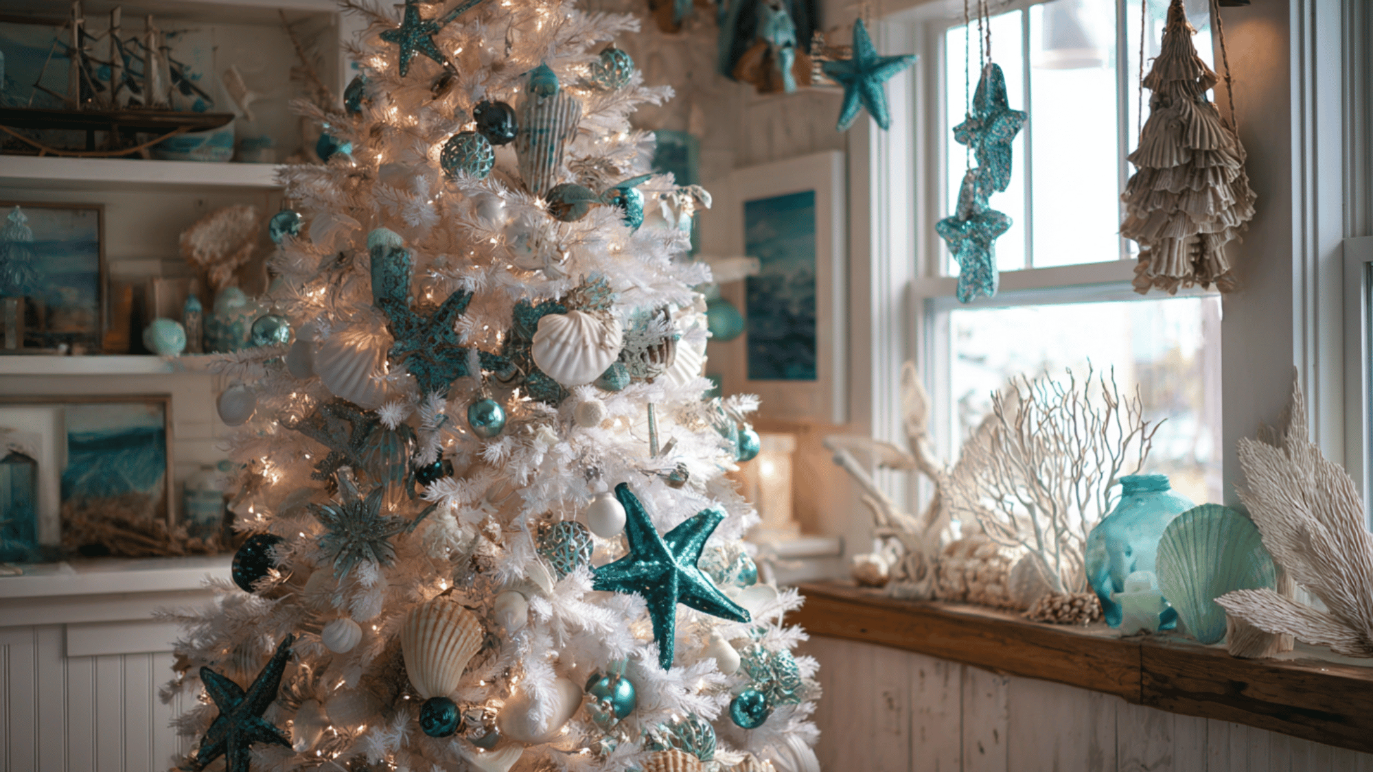 ocean inspired blue tree