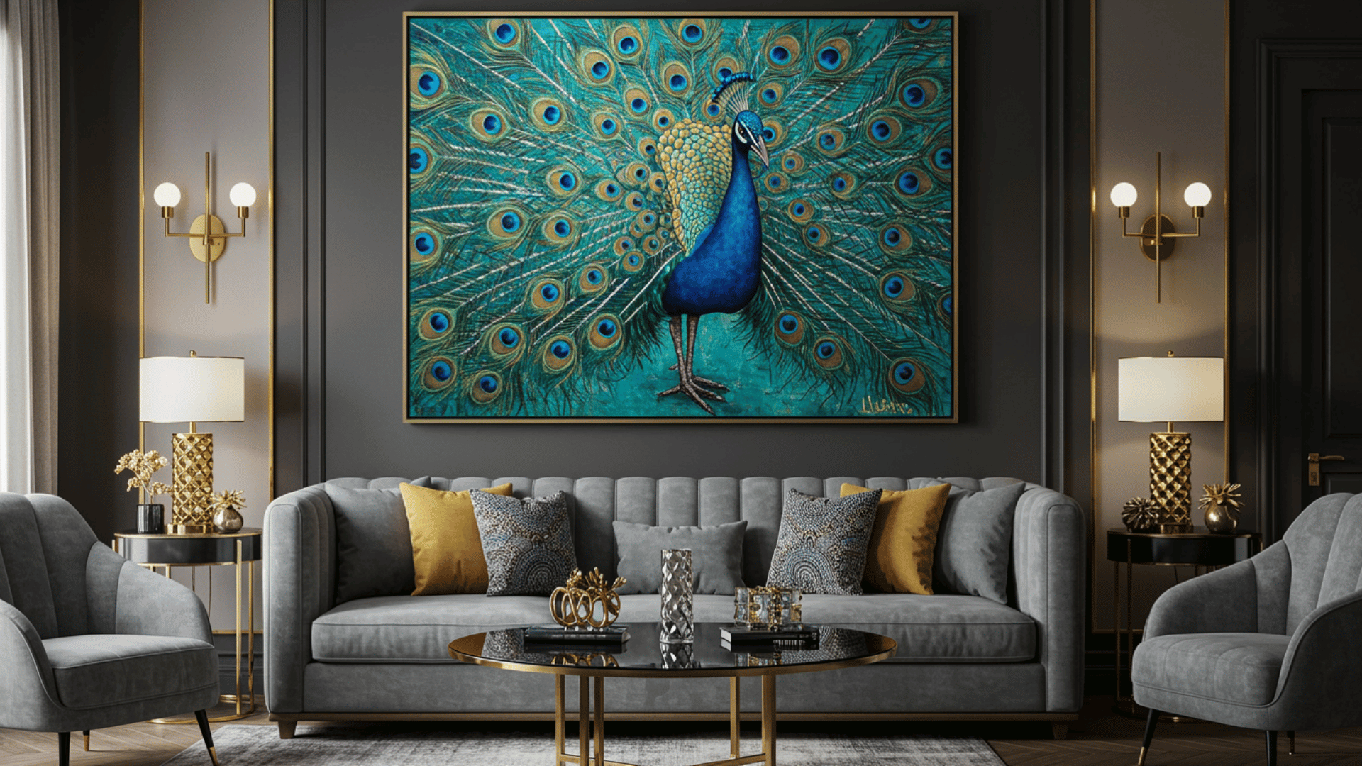 peacock motif artwork