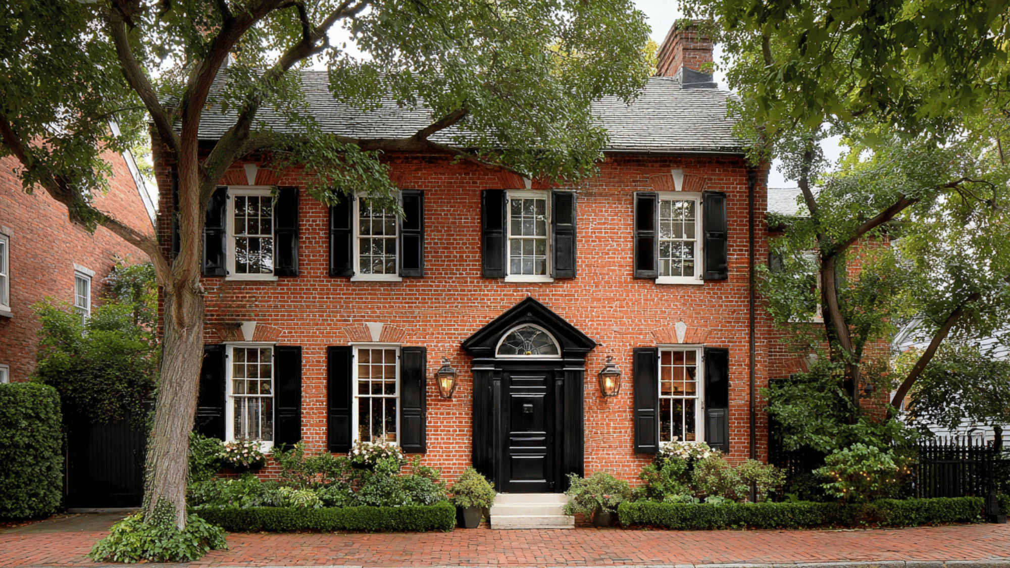 red brick black paint accents
