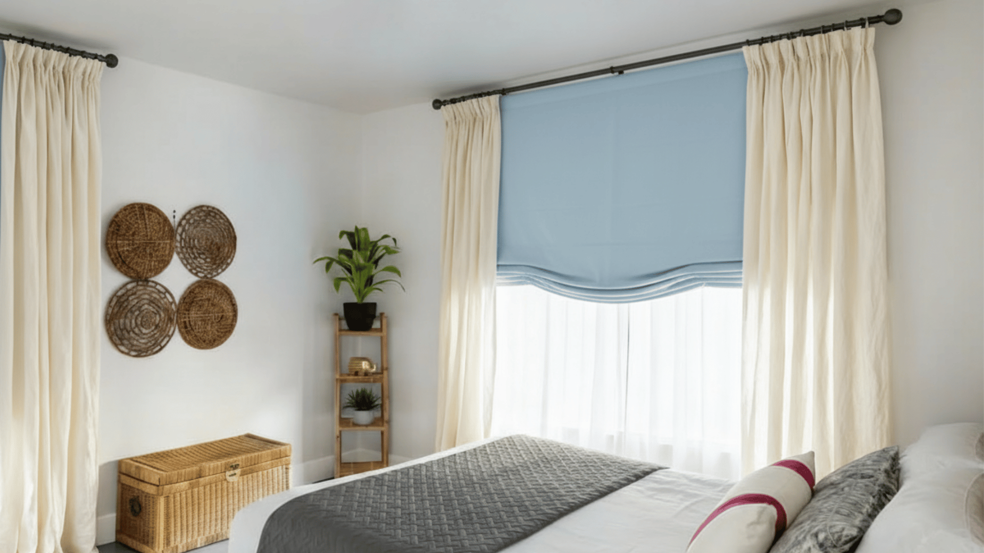 relaxed roman shades in bedroom