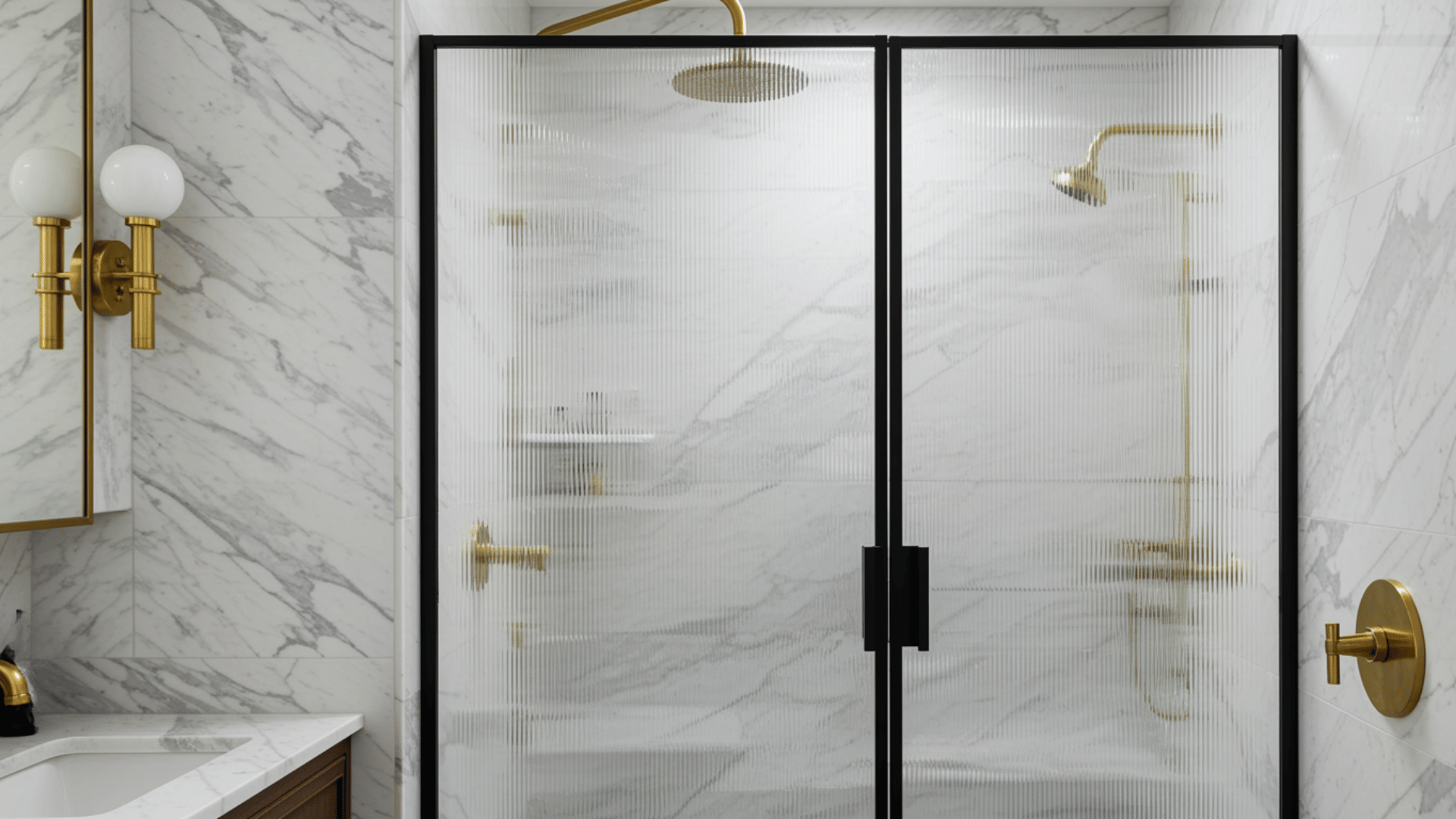 ribbed glass shower enclosure