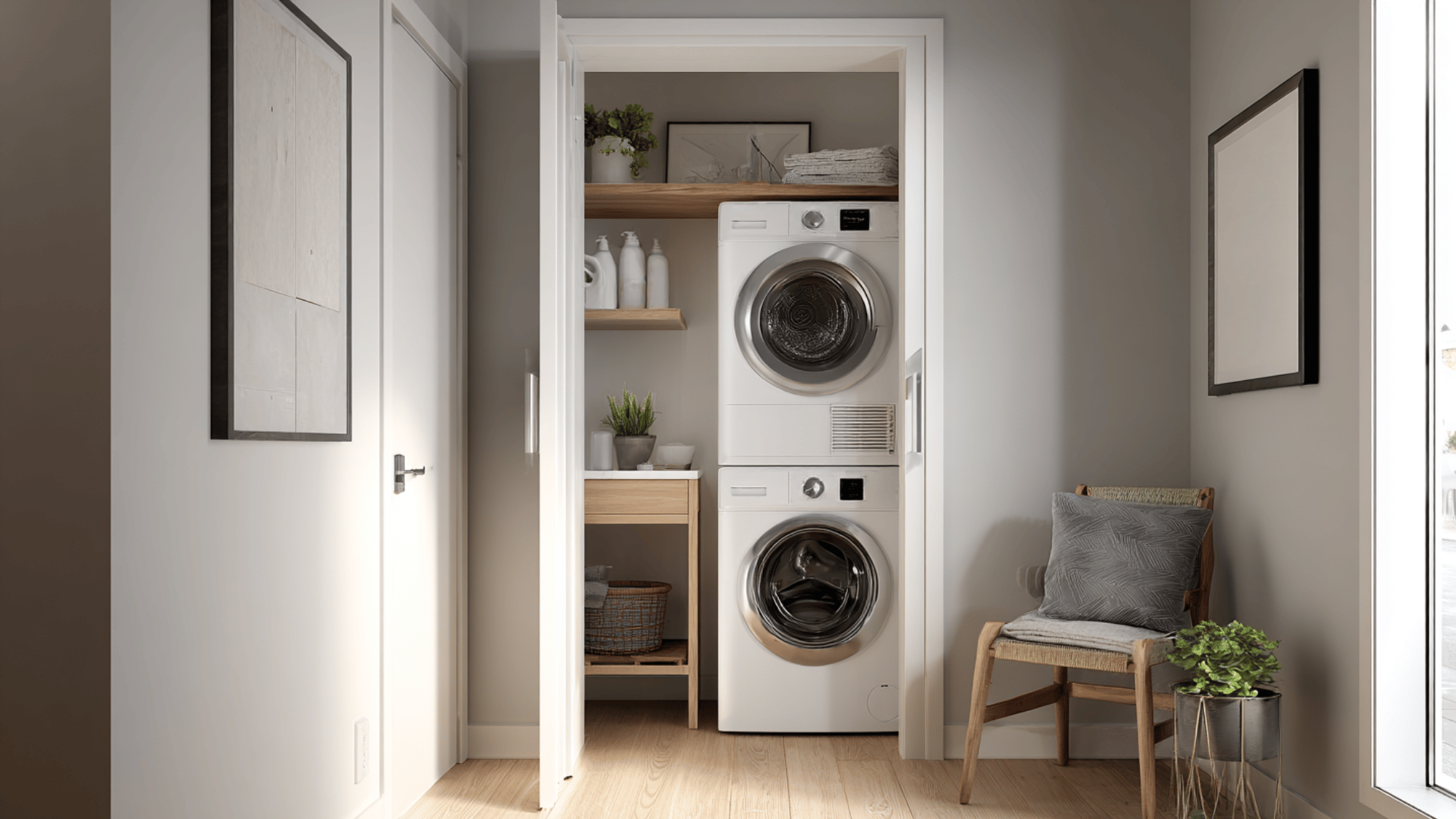 stackable washer and dryer setup