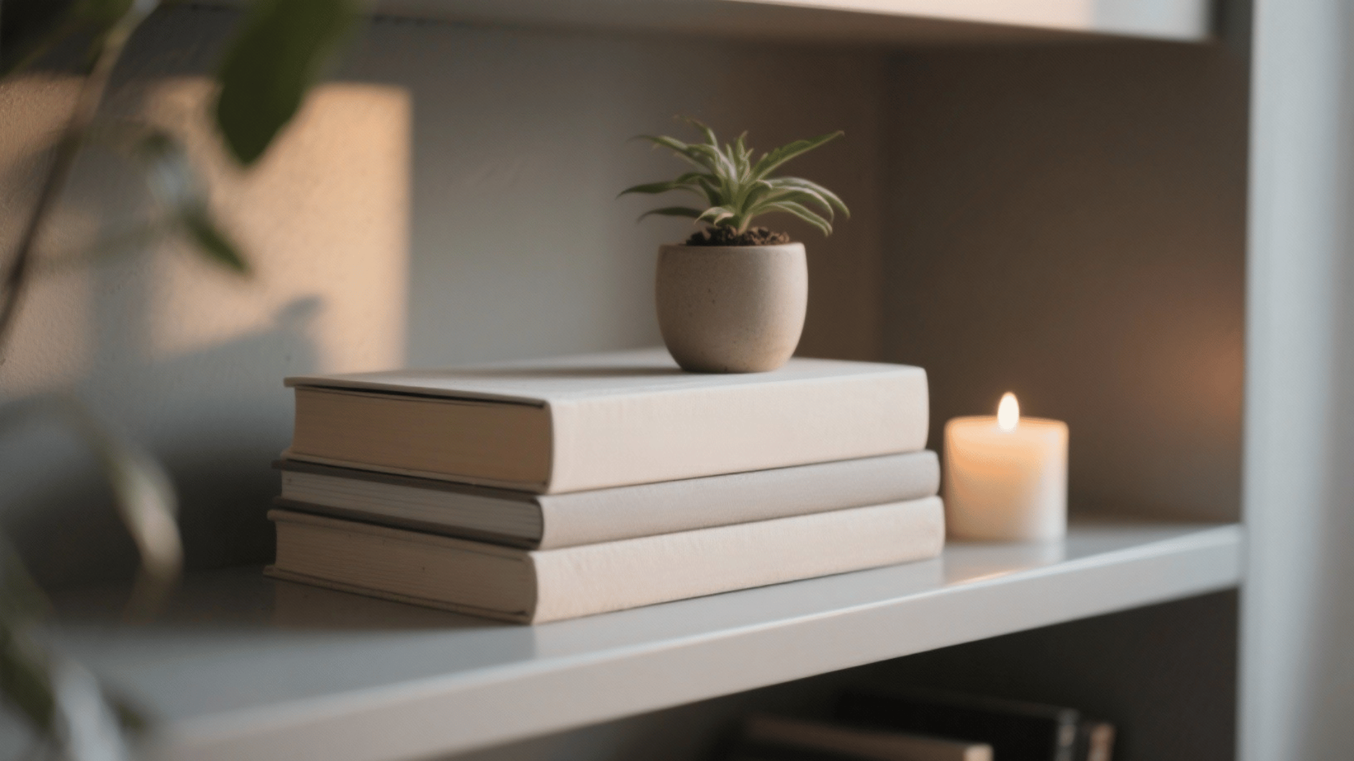 stacked books with object on top