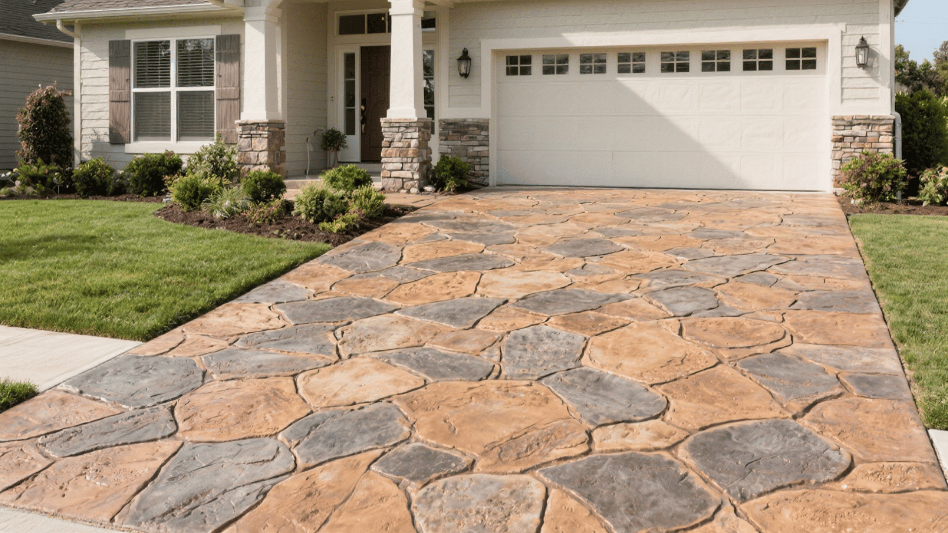 stamped concrete mimicking natural stone