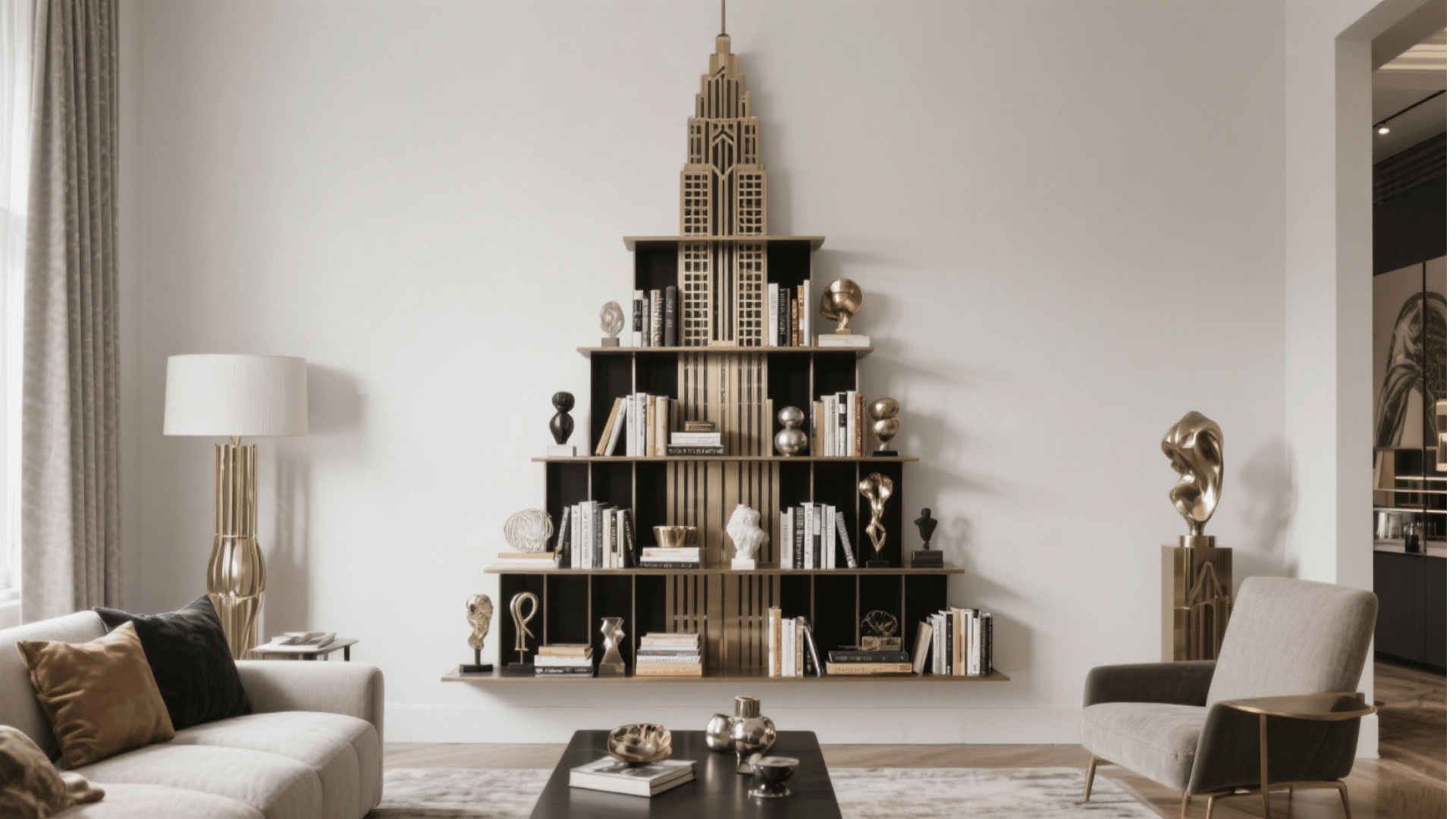 stepped bookshelf design