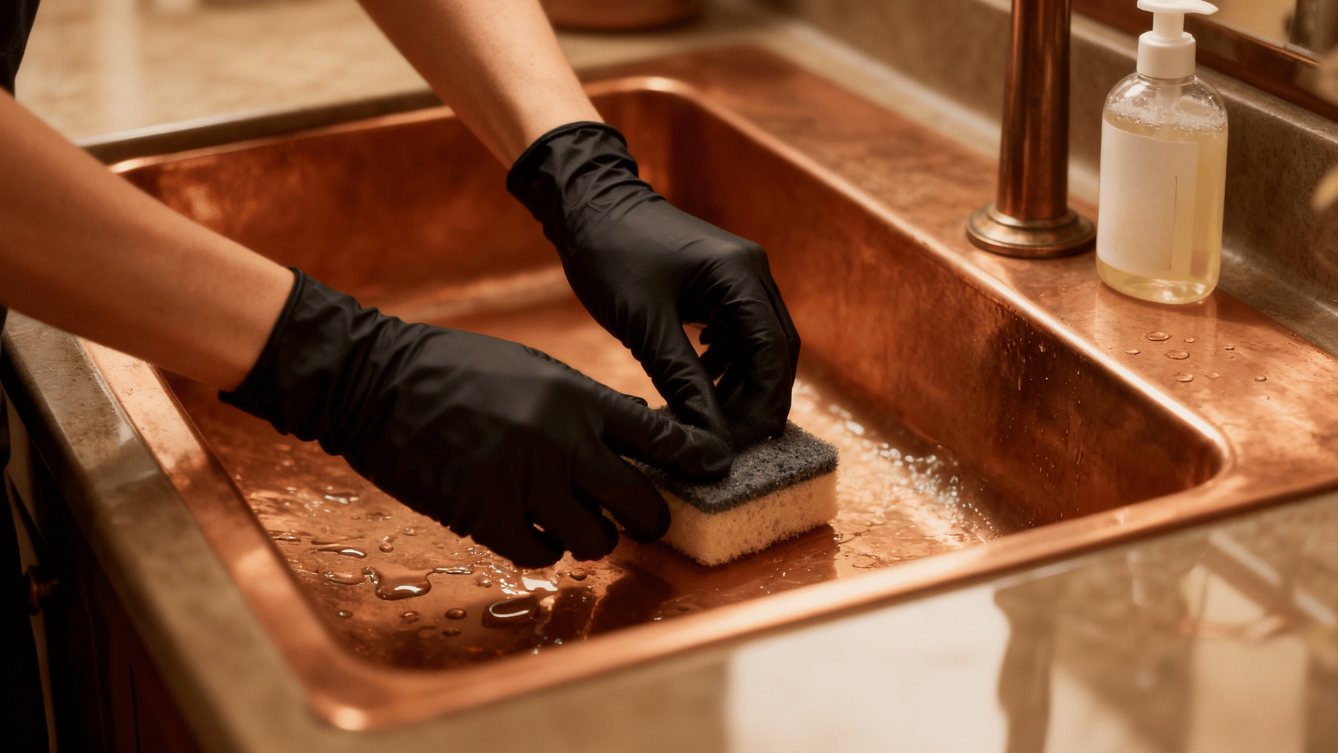 use mild dish soap soft sponge