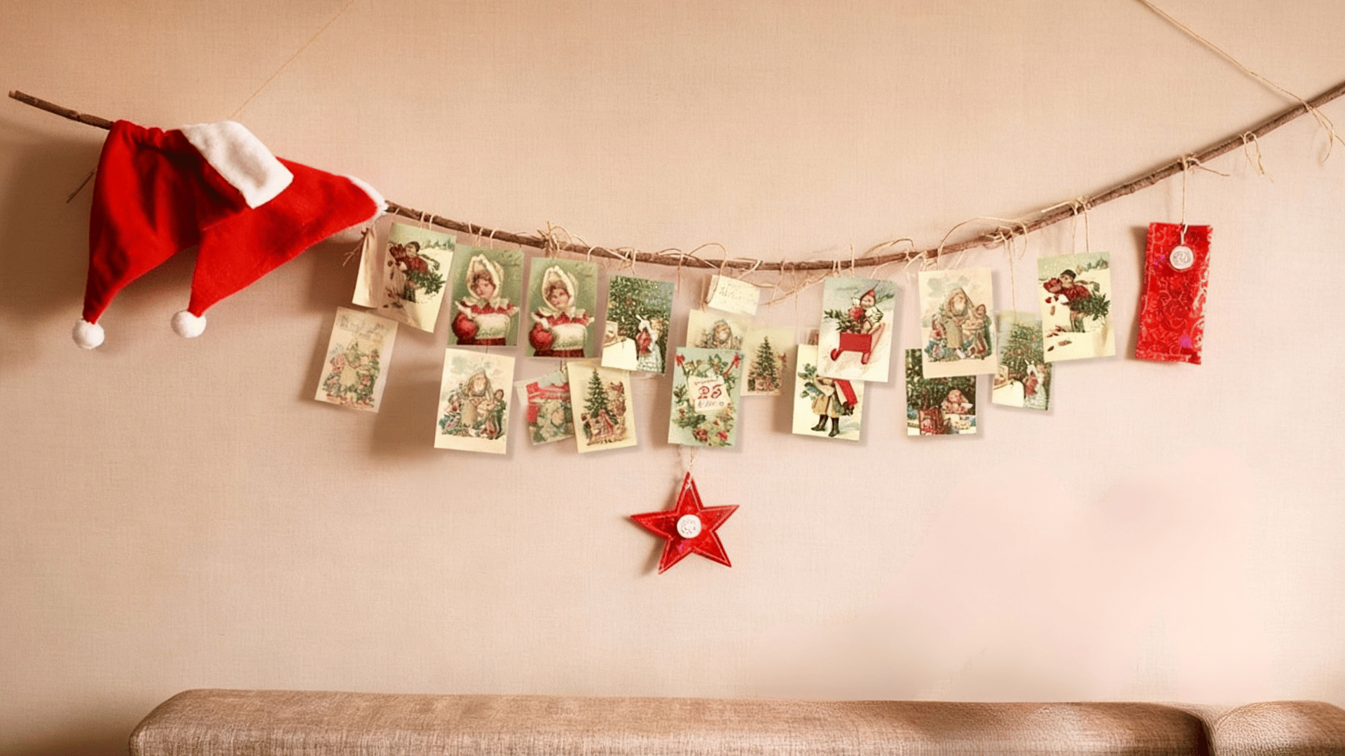 vintage christmas cards display