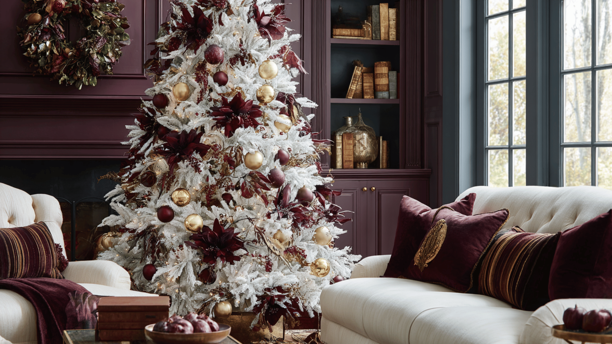 white and burgundy opulence
