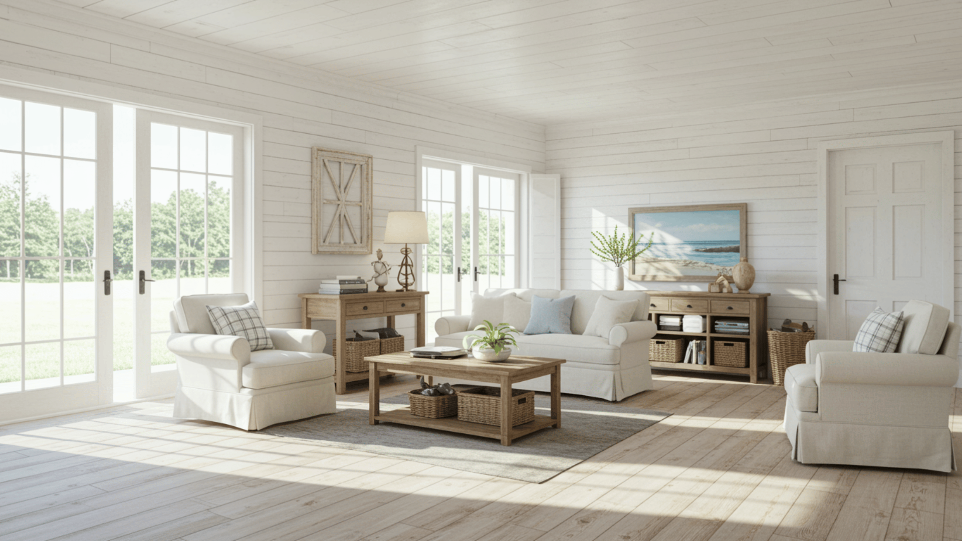 white washed wood trim