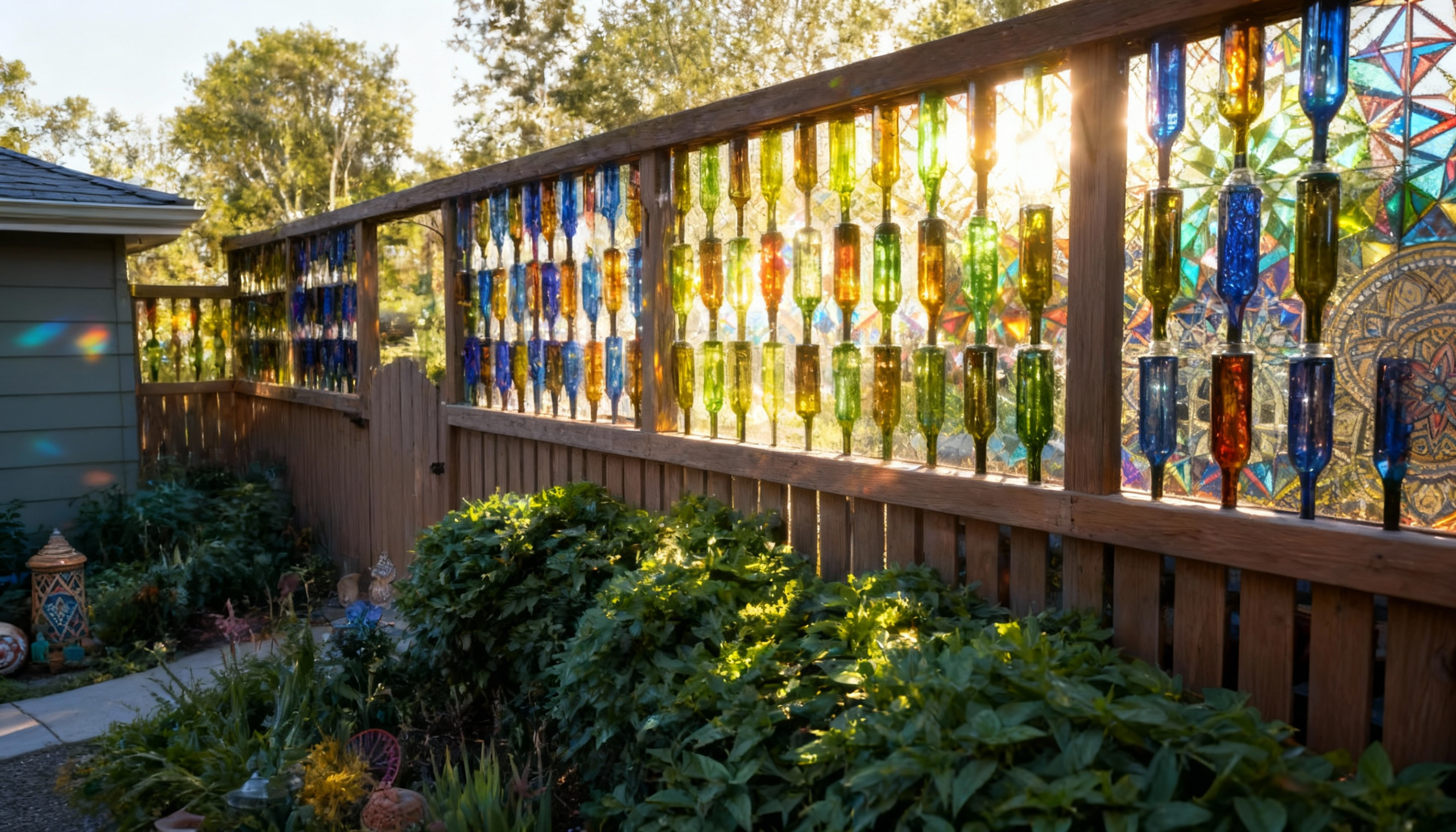 wine bottle fence