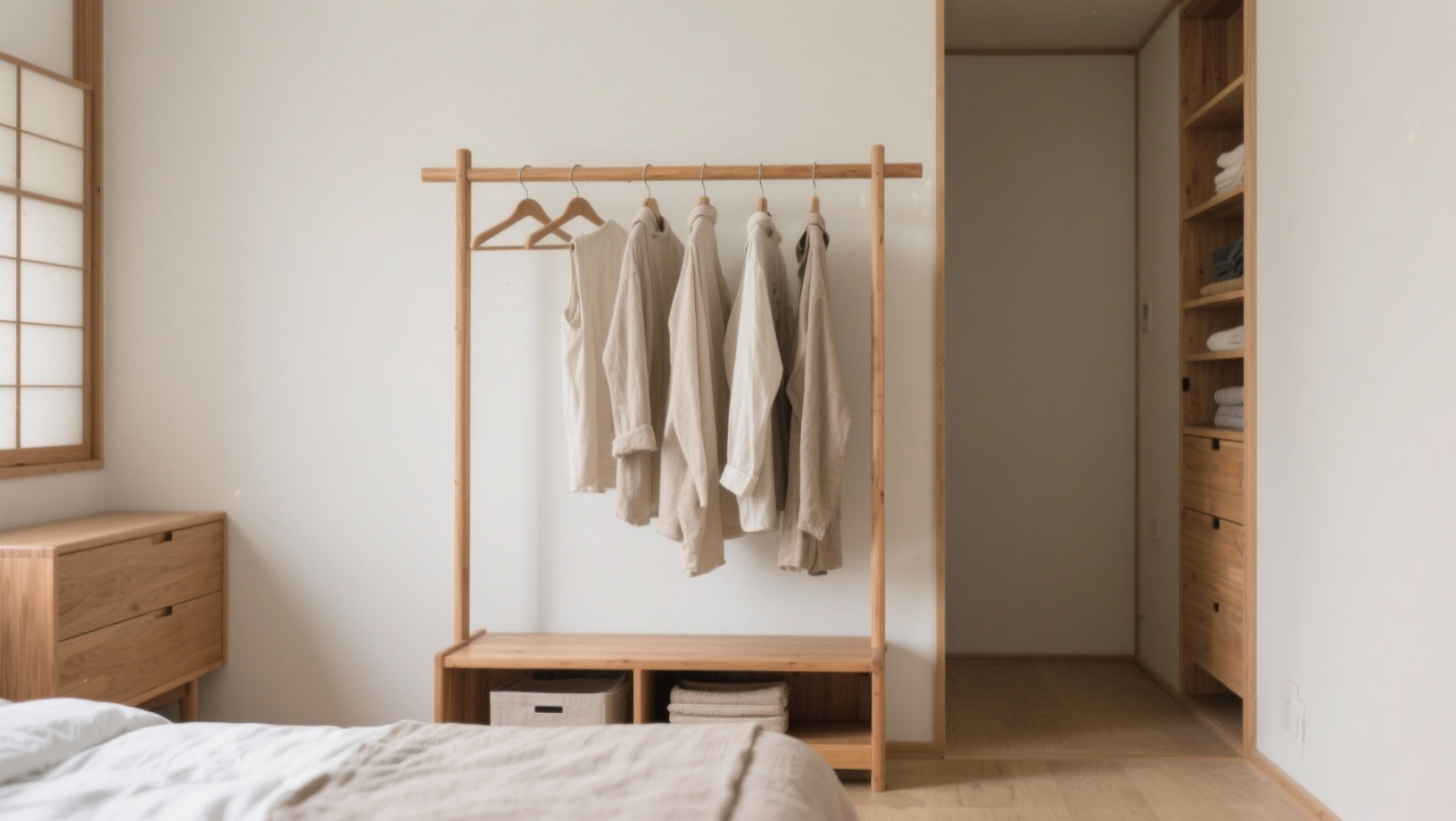 wooden clothes rack